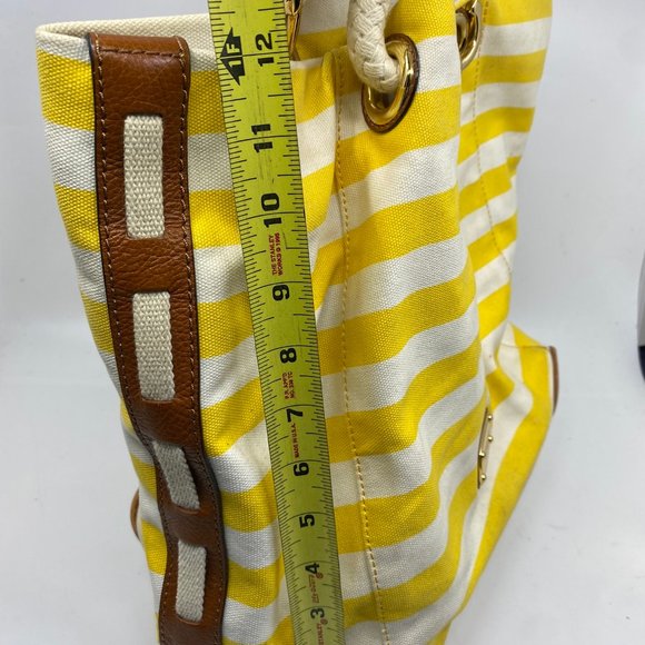 Michael Kors XL Yellow/White Canvas Fabric Handbag - Picture 4 of 14
